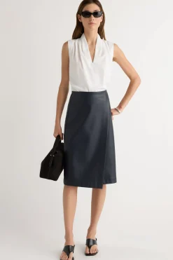 Hua Jia Alba Asymmetric Vegan Leather Skirt< Skirts