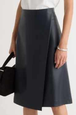 Hua Jia Alba Asymmetric Vegan Leather Skirt< Skirts
