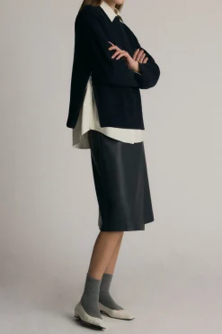 Hua Jia Alba Asymmetric Vegan Leather Skirt< Skirts