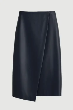 Hua Jia Alba Asymmetric Vegan Leather Skirt< Skirts