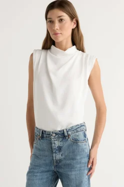 Hua Jia Allegra Gathered-Neck Sleeveless Blouse< Tops