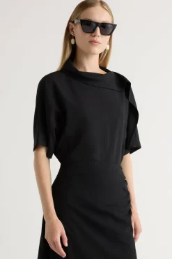 Hua Jia Allie Foldover Scarf-Neck Blouse< Tops