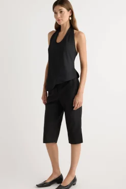 Hua Jia Anju Asymmetric-Hem Halter Blouse< Tops