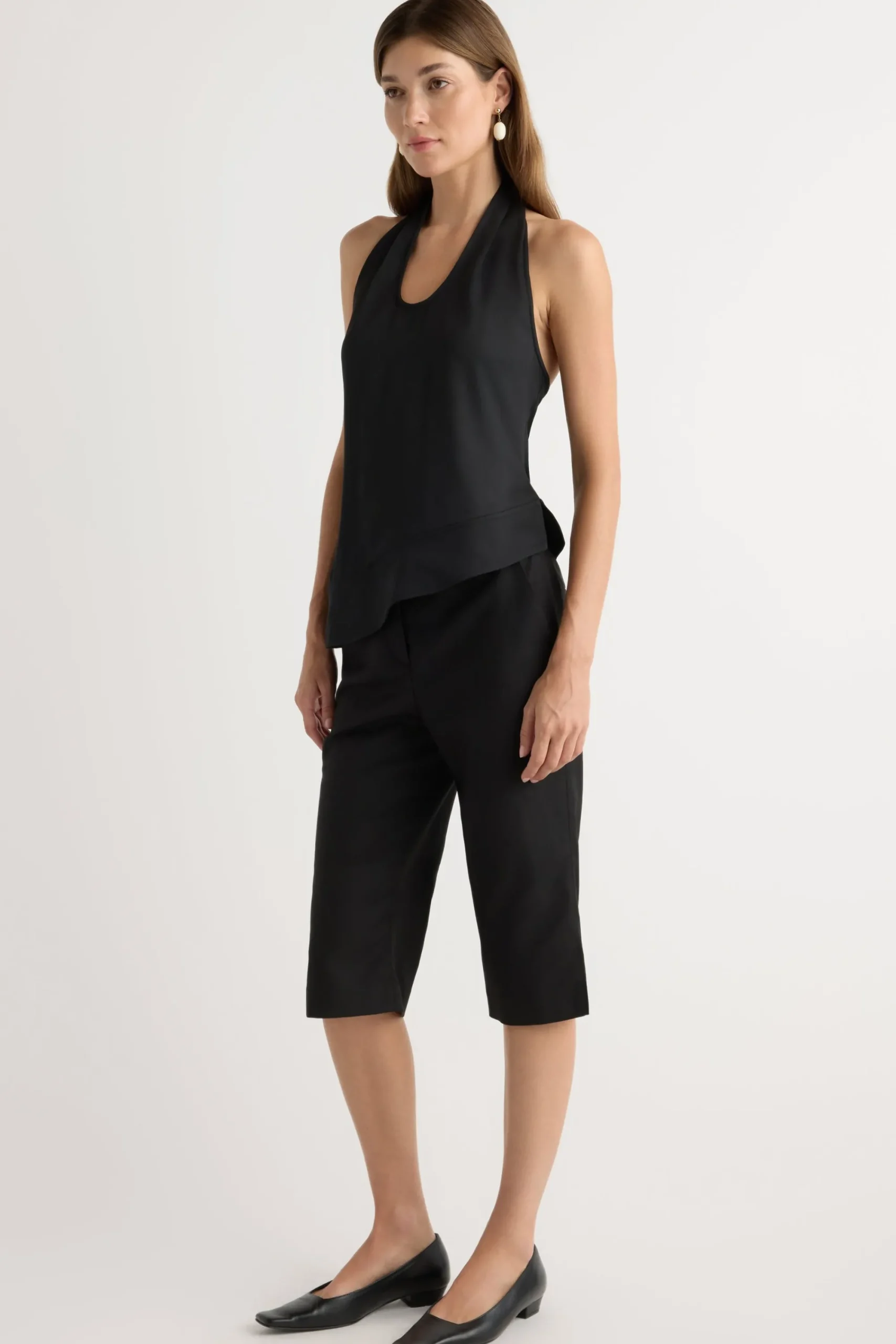 Hua Jia Anju Asymmetric-Hem Halter Blouse< Tops