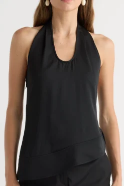 Hua Jia Anju Asymmetric-Hem Halter Blouse< Tops