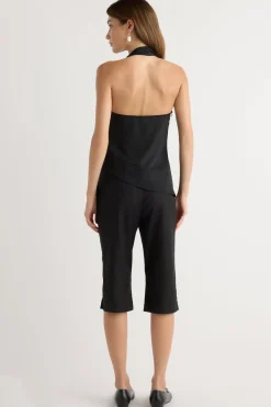 Hua Jia Anju Asymmetric-Hem Halter Blouse< Tops