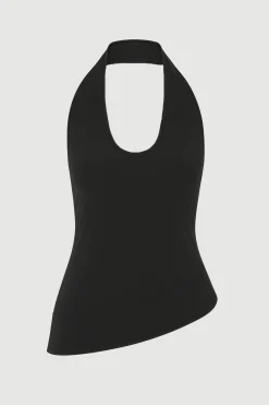 Hua Jia Anju Asymmetric-Hem Halter Blouse< Tops