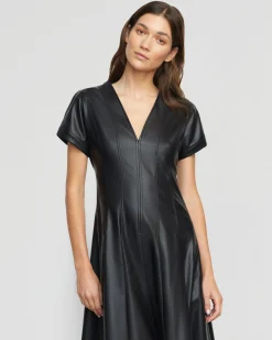 Hua Jia Ash Vegan Leather A-Line Dress< Dresses