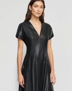 Hua Jia Ash Vegan Leather A-Line Dress< Dresses
