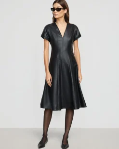 Hua Jia Ash Vegan Leather A-Line Dress< Dresses