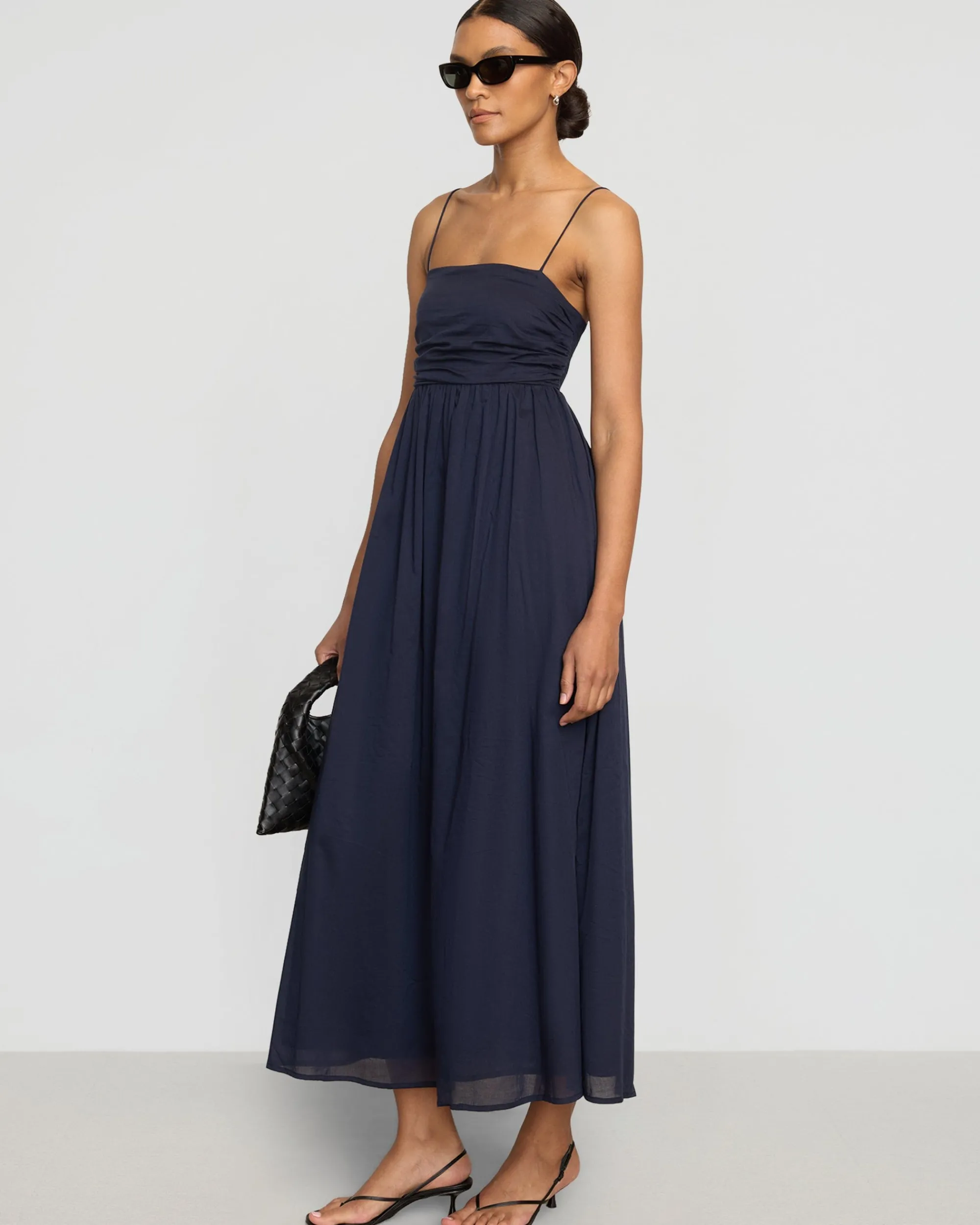 Fashion Apparels Aurora Ruched Organic Cotton Maxi Dress< Dresses