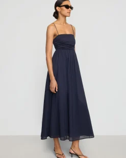 Fashion Apparels Aurora Ruched Organic Cotton Maxi Dress< Dresses