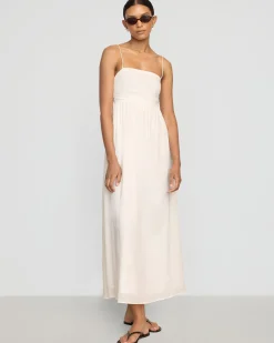 Fashion Apparels Aurora Ruched Organic Cotton Maxi Dress< Dresses