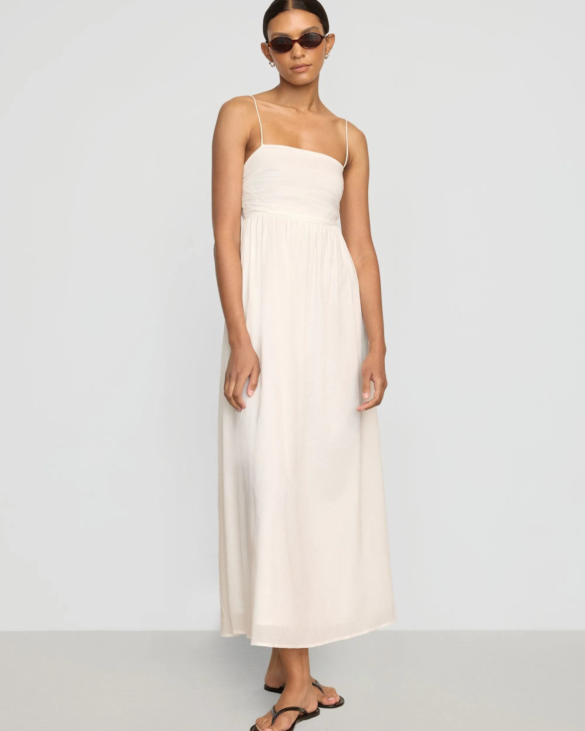 Fashion Apparels Aurora Ruched Organic Cotton Maxi Dress< Dresses