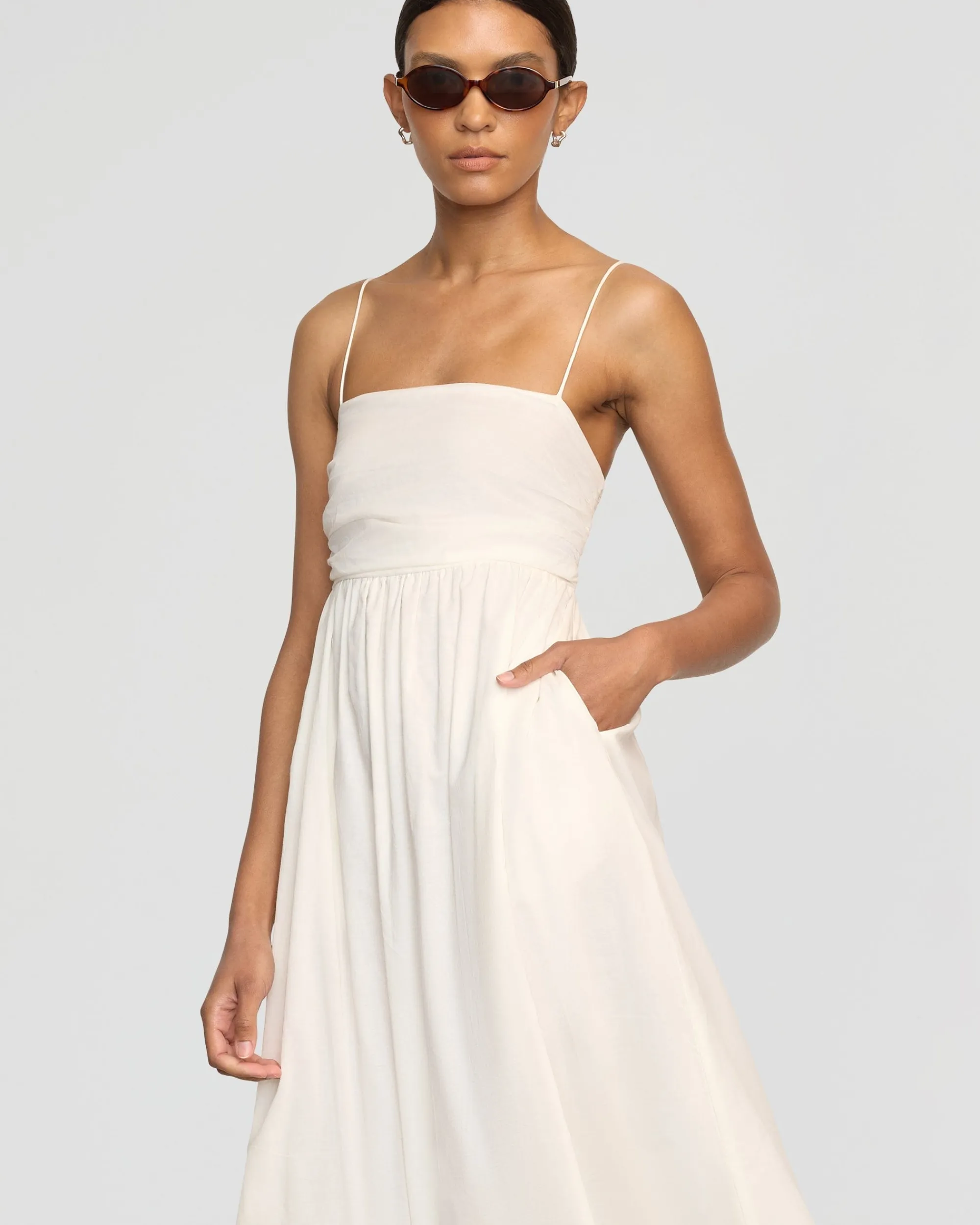 Fashion Apparels Aurora Ruched Organic Cotton Maxi Dress< Dresses