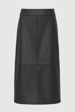 Hua Jia Briony Back-Slit Vegan Leather Skirt< Skirts