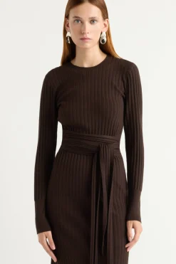Brilliant Wise Corporation Limited Carmen Tie-Front Ribbed Dress< Dresses