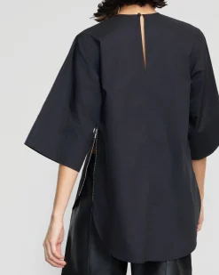 Hua Jia Catie Side-Zip Oversized Tulip-Hem Top< Tops