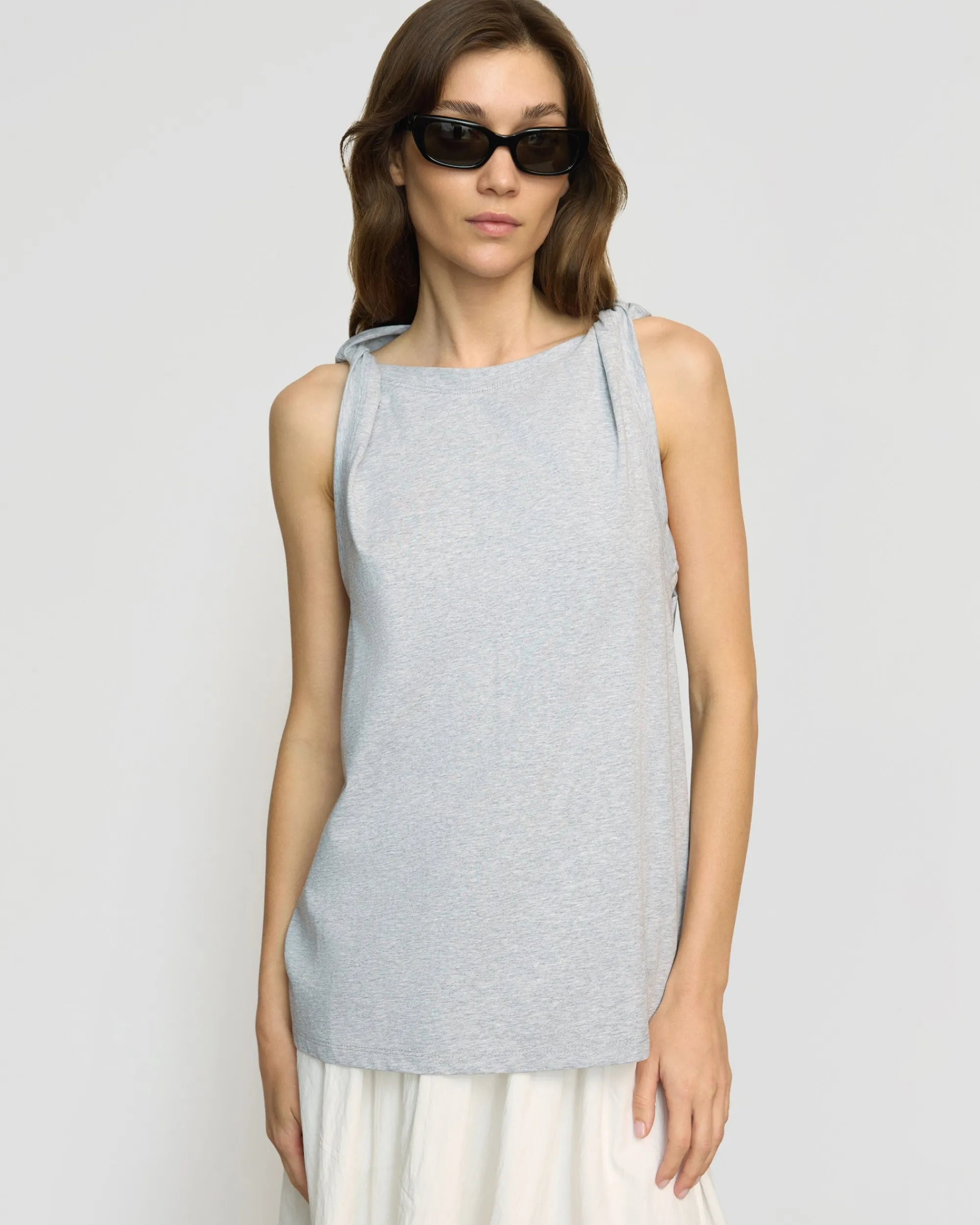 Asia Consultancy Co., Ltd Catrina Twist-Shoulder Sleeveless Tee< Tees|Tops