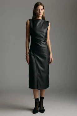 Hua Jia Channing Vegan Leather Dress< Dresses