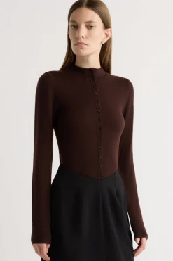 Brilliant Wise Corporation Limited Charlene Wool Button Mock-Neck Sweater< Sweaters