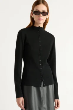 Brilliant Wise Corporation Limited Charlene Wool Button Mock-Neck Sweater< Sweaters