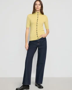 Brilliant Wise Corporation Limited Charlotte Wool Button Short-Sleeve Sweater< Sweaters