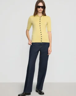 Brilliant Wise Corporation Limited Charlotte Wool Button Short-Sleeve Sweater< Sweaters