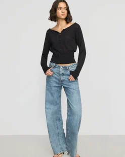 Brilliant Wise Corporation Limited Chava Semi-Sheer Button Knit Top< Sweaters|Tops
