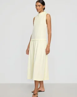 Hua Jia Chinon Drop-Waist Gathered-Neck Dress< Dresses