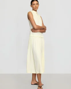 Hua Jia Chinon Drop-Waist Gathered-Neck Dress< Dresses