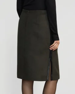 Hua Jia Colette Contrast Leather-Trim Skirt< Skirts