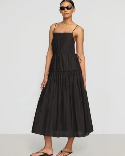 Fashion Apparels Dalia Tie-Waist Tiered Organic Cotton Dress< Dresses