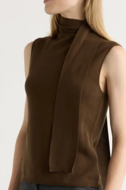 Brilliant Wise Corporation Limited Demi Scarf-Neck Cotton-Silk Knit Top< Sweaters|Tops