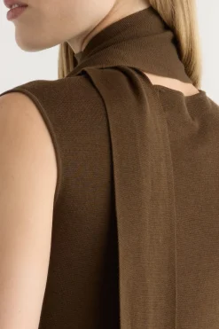 Brilliant Wise Corporation Limited Demi Scarf-Neck Cotton-Silk Knit Top< Sweaters|Tops