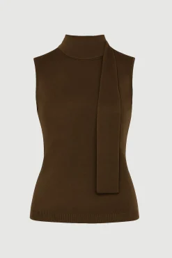 Brilliant Wise Corporation Limited Demi Scarf-Neck Cotton-Silk Knit Top< Sweaters|Tops