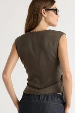 Hua Jia Dion Tencel Cowl-Neck Wrap Blouse< Tops