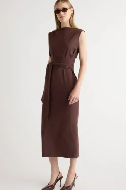 Asia Consultancy Co., Ltd Edina Tie-Front Slit-Neck Dress< Dresses