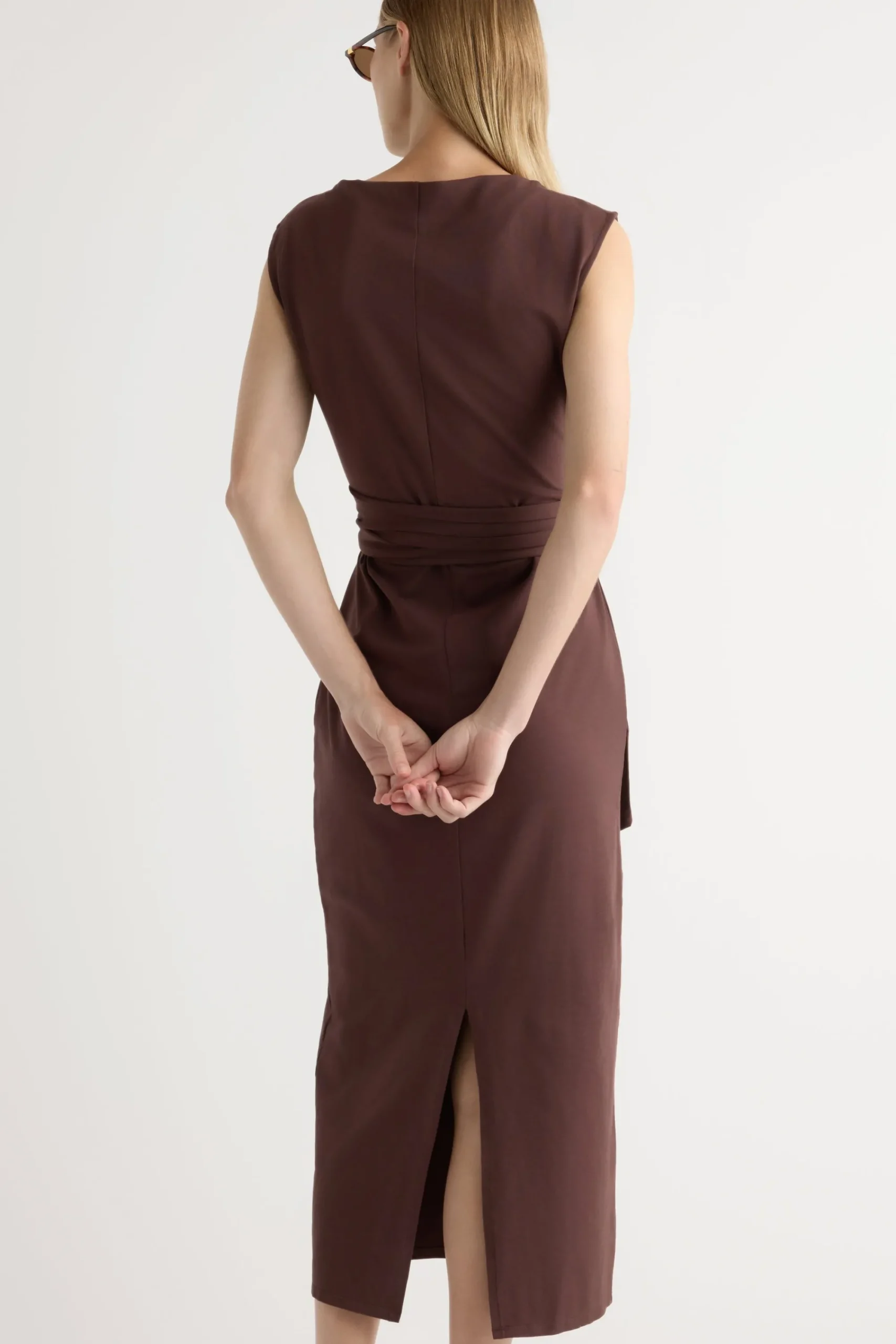 Asia Consultancy Co., Ltd Edina Tie-Front Slit-Neck Dress< Dresses