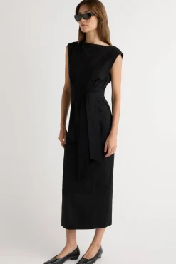 Asia Consultancy Co., Ltd Edina Tie-Front Slit-Neck Dress< Dresses