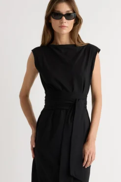 Asia Consultancy Co., Ltd Edina Tie-Front Slit-Neck Dress< Dresses