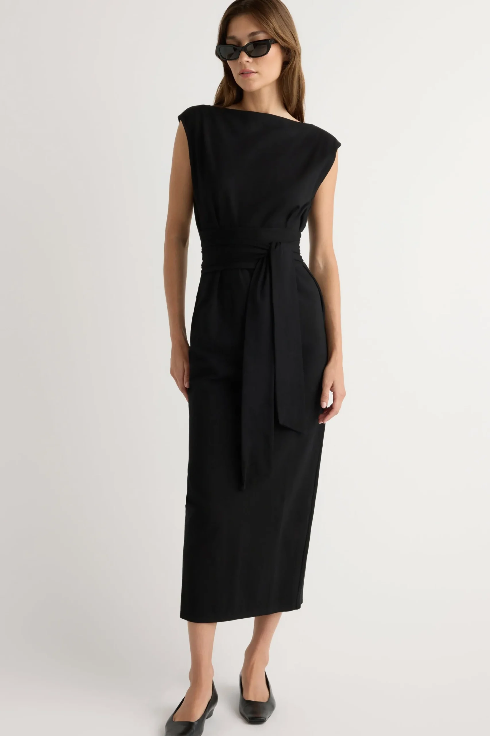 Asia Consultancy Co., Ltd Edina Tie-Front Slit-Neck Dress< Dresses
