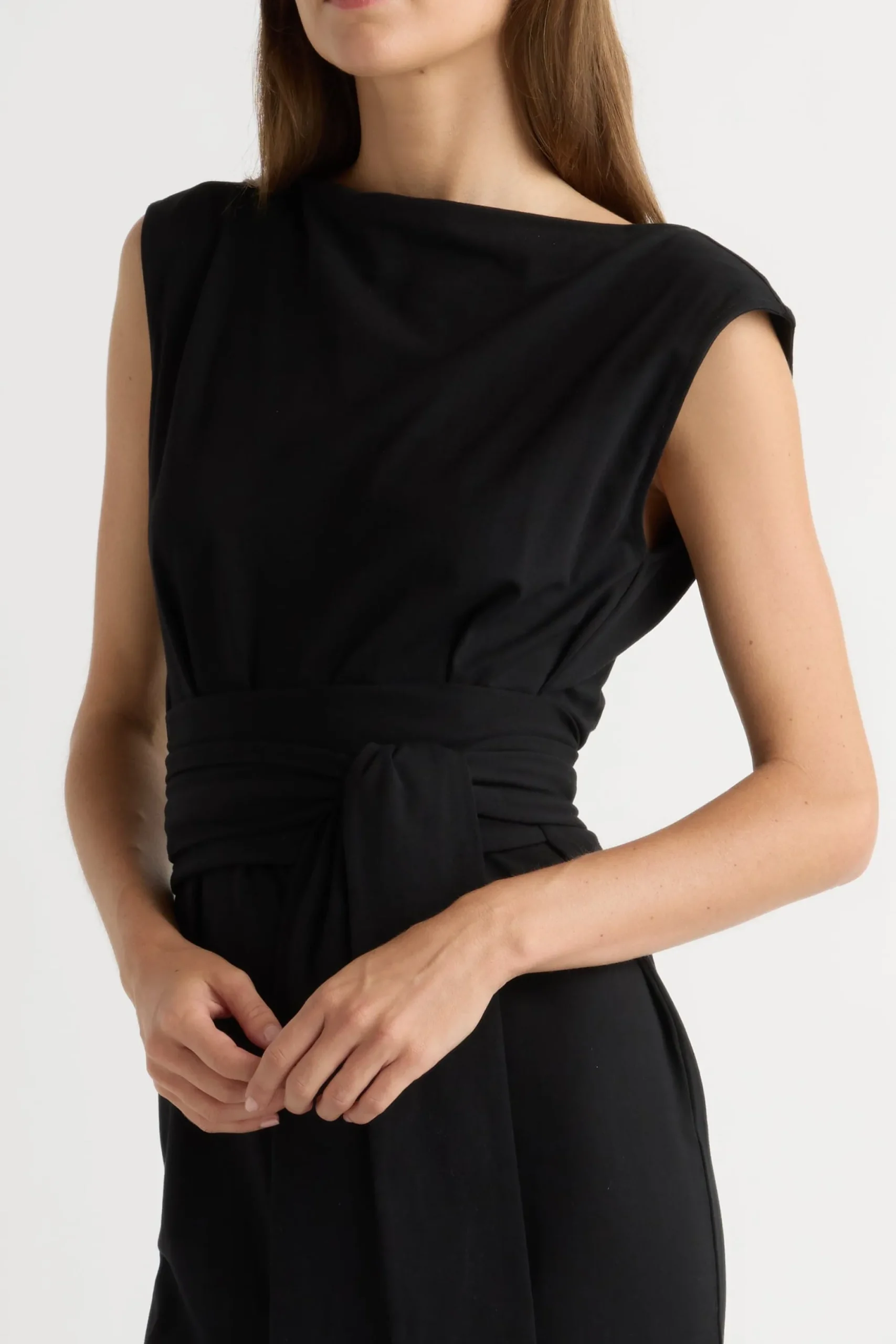 Asia Consultancy Co., Ltd Edina Tie-Front Slit-Neck Dress< Dresses