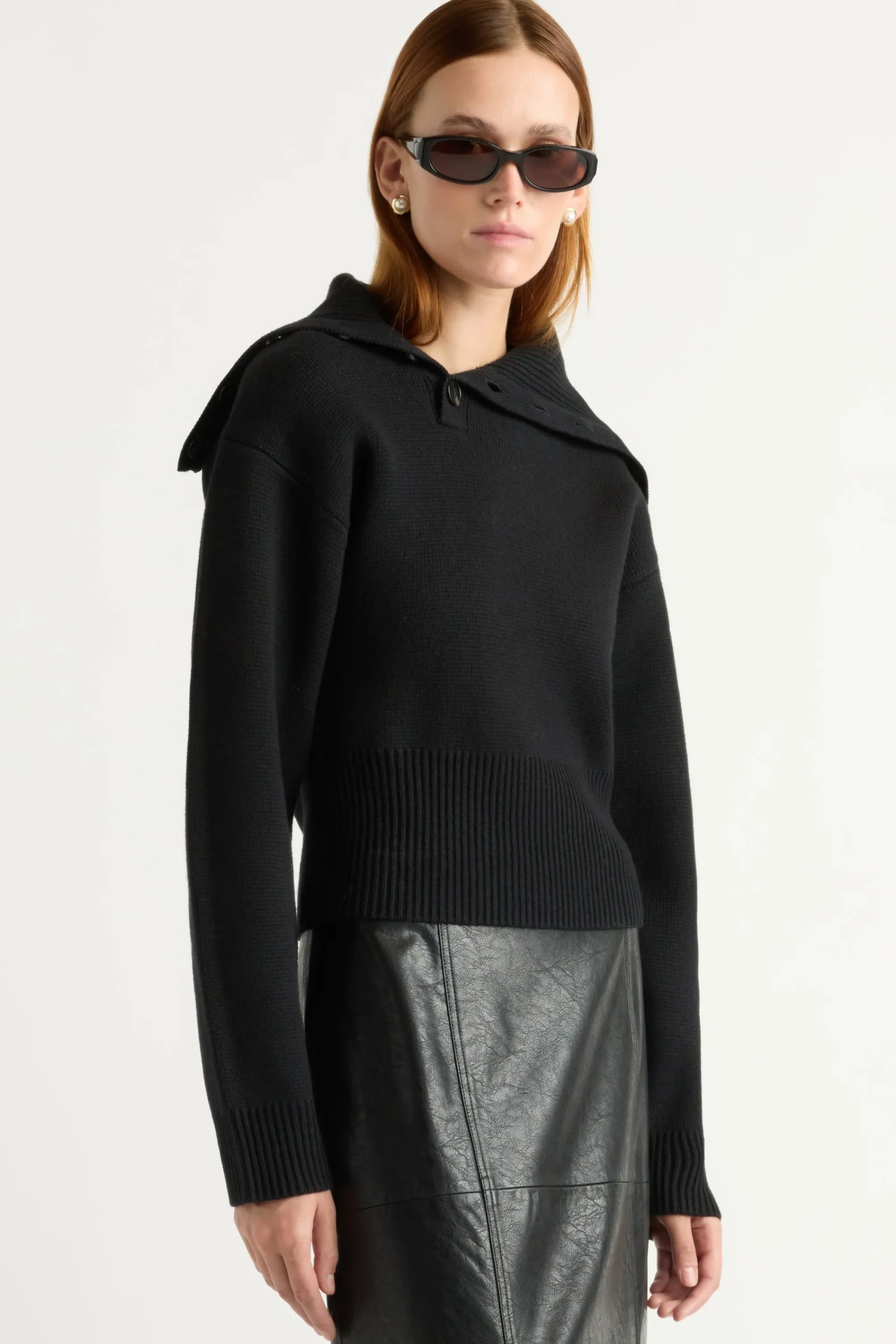 Brilliant Wise Corporation Limited Elijah Foldover Button-Collar Sweater< Sweaters