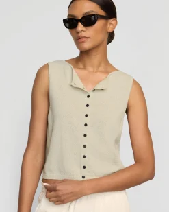 Brilliant Wise Corporation Limited Elith Cotton-Linen Button Knit Vest< Sweaters|Tops