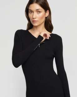 Brilliant Wise Corporation Limited Elizabeth Zipper-Sleeve Ribbed Dress< Dresses