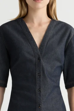 Hua Shang Group (H.K.) Ltd Emma Cinch-Waist Denim Shacket< Tops
