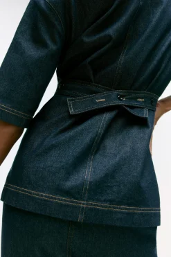 Hua Shang Group (H.K.) Ltd Emma Cinch-Waist Denim Shacket< Tops