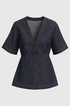 Hua Shang Group (H.K.) Ltd Emma Cinch-Waist Denim Shacket< Tops