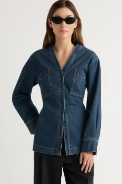 Hua Shang Group (H.K.) Ltd Emmett Structured-Sleeve Denim Jacket< Outerwear